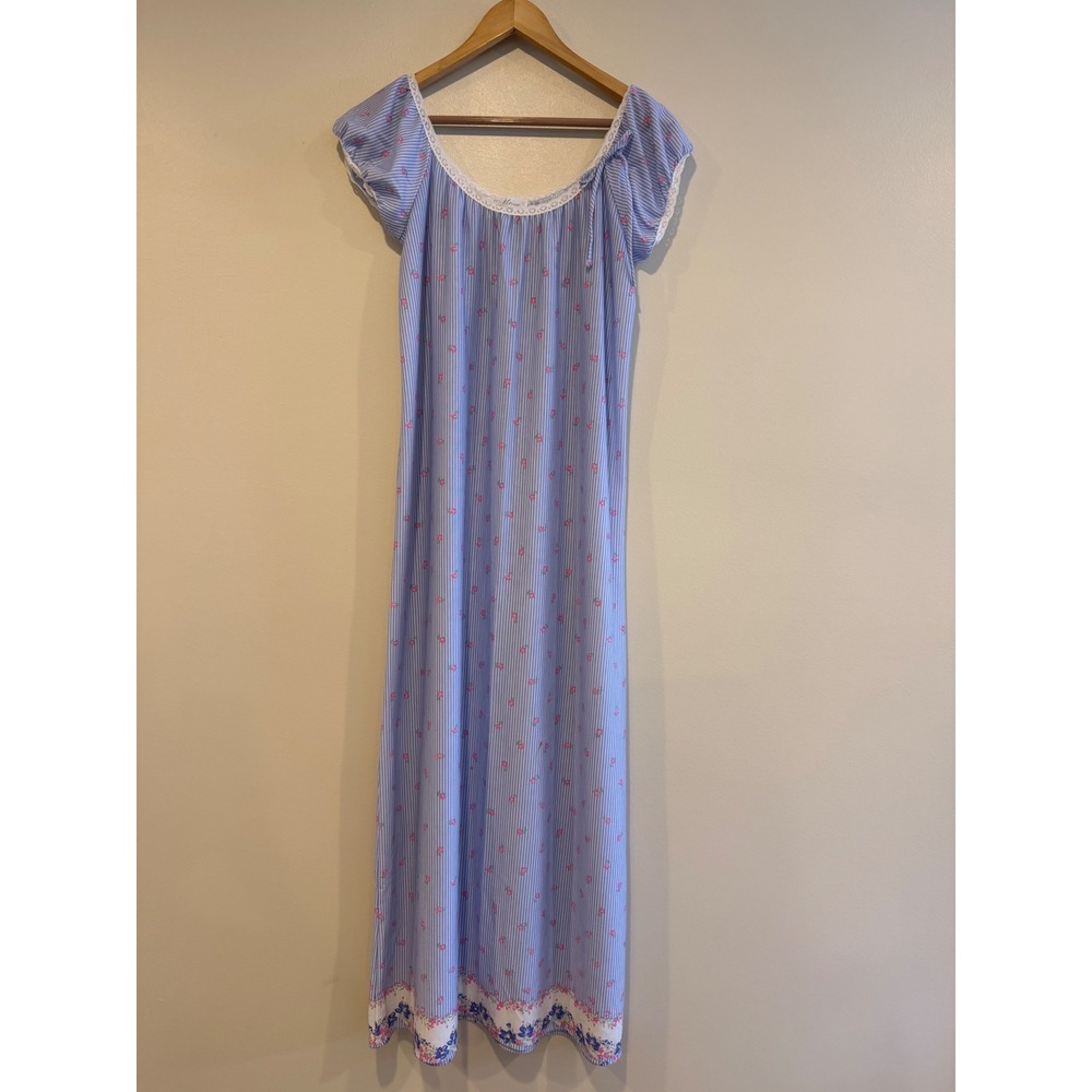 Miss Elaine vintage Floral Lace Trim Nightgown tradwife small